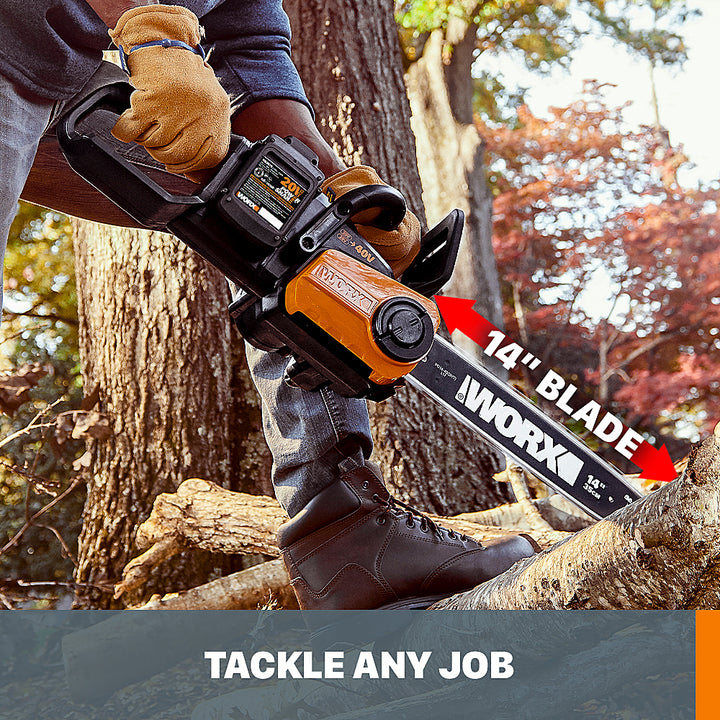 Worx WG384 40V Power Share 14" Cordless Chainsaw w/ Auto-Tension (2x20V) (Two 2.0Ah Batteries & Charger Included) - Black_7