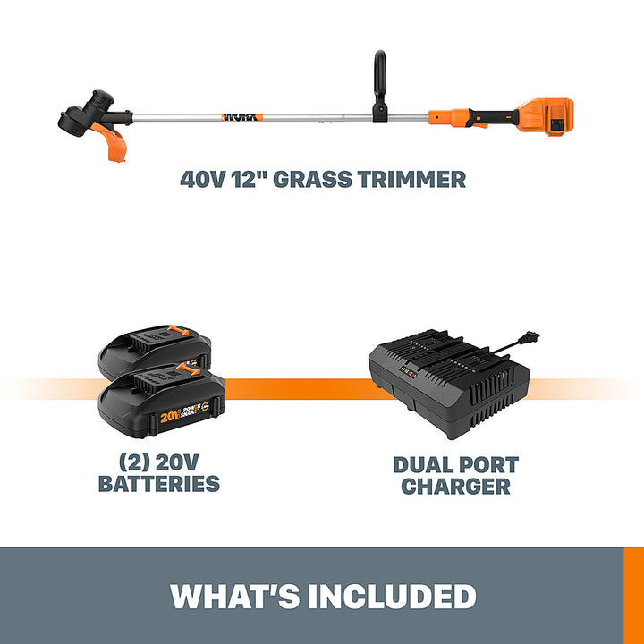 Worx WG183 40V Power Share Cordless 13" String Trimmer (Two Batteries & Charger Included) - Orange_6