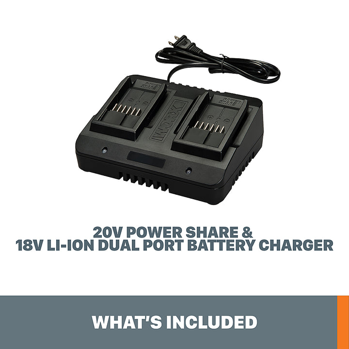 Worx WA3770 20V Power Share & 18V Li-Ion Dual Port Battery Charger - Black_2