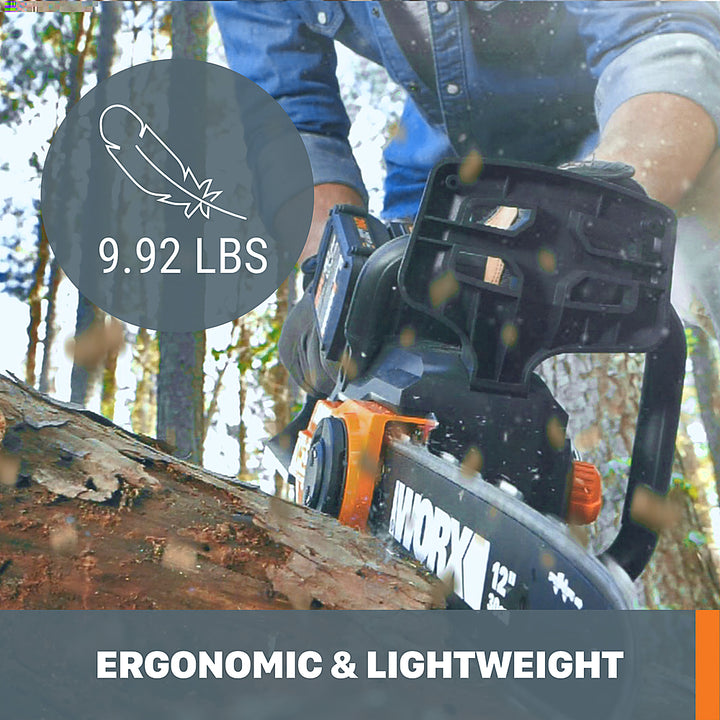 Worx WG381 40V Power Share 12" Cordless Chainsaw w/ Auto Tension (Two Batteries & Charger Included) - Black_6