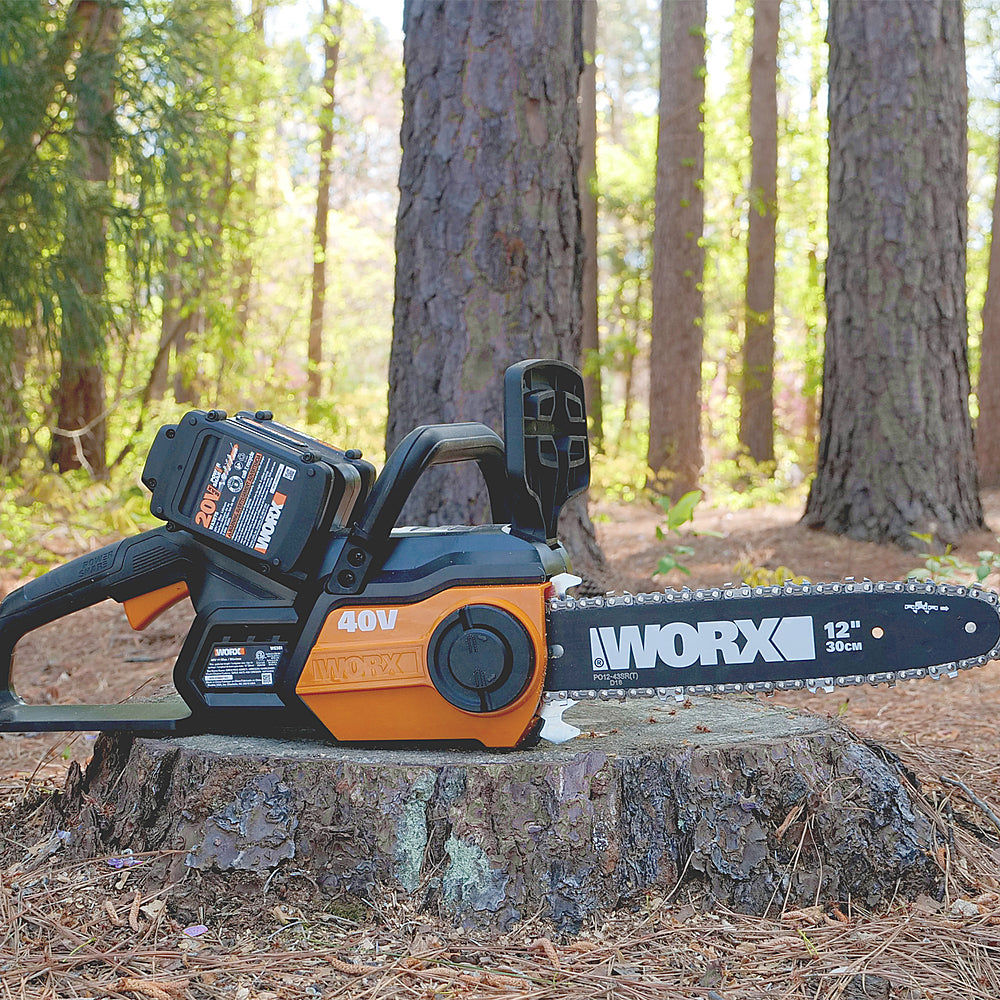 Worx WG381 40V Power Share 12" Cordless Chainsaw w/ Auto Tension (Two Batteries & Charger Included) - Black_4
