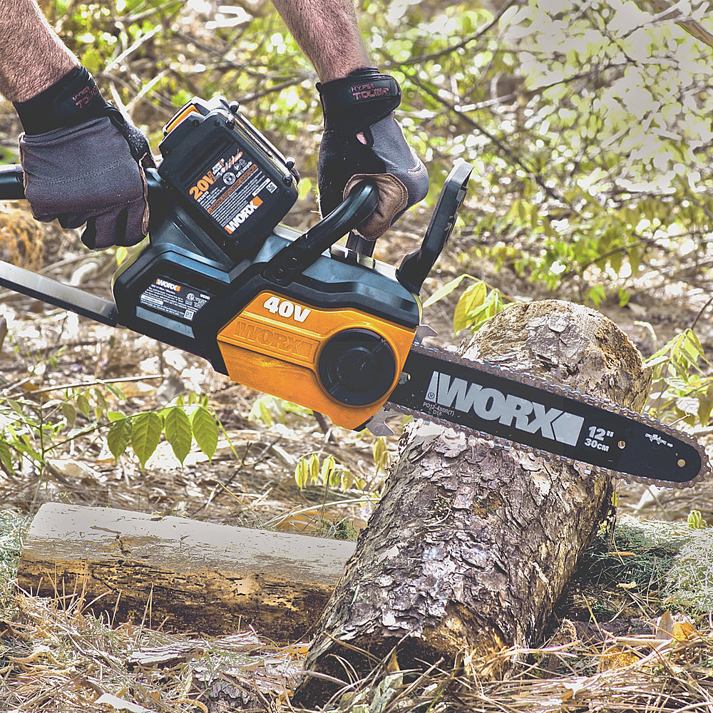 Worx WG381 40V Power Share 12" Cordless Chainsaw w/ Auto Tension (Two Batteries & Charger Included) - Black_3