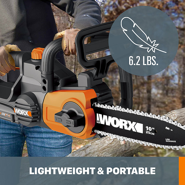 Worx WG322 20V Power Share 10" Cordless Chainsaw with Auto-Tension (Battery & Charger Included) - Black_9