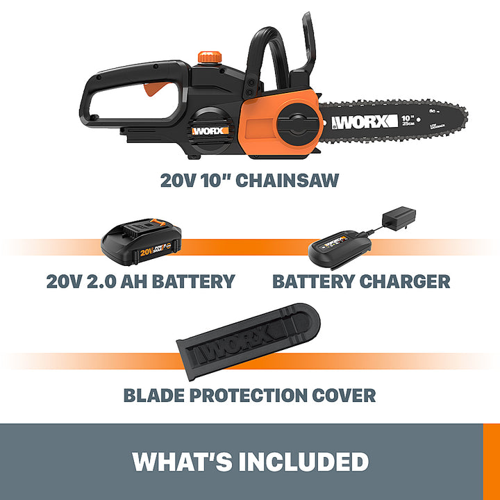 Worx WG322 20V Power Share 10" Cordless Chainsaw with Auto-Tension (Battery & Charger Included) - Black_6