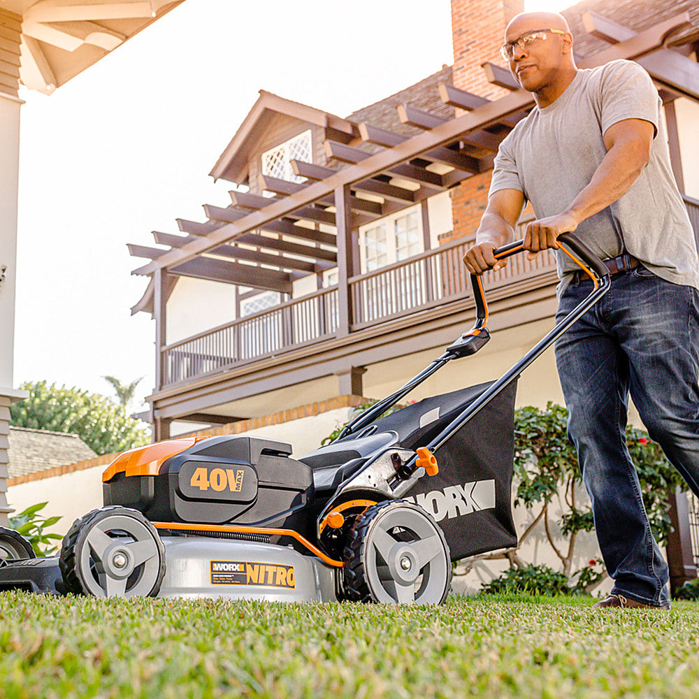 Worx Nitro WG751.3 40V Power Share PRO 4.0Ah 20" Cordless Push Lawn Mower (2) Batteries and Charger Included - Black_9