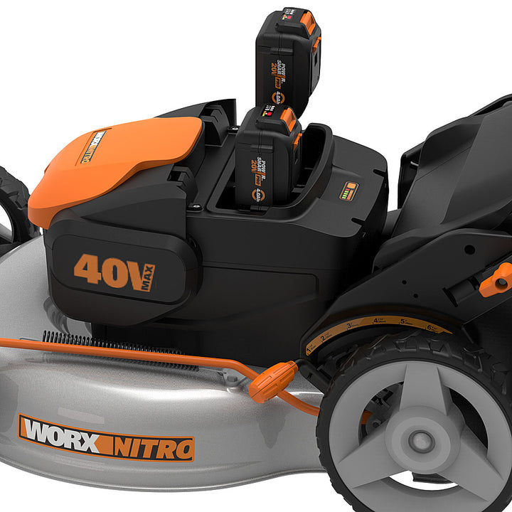 Worx Nitro WG751.3 40V Power Share PRO 4.0Ah 20" Cordless Push Lawn Mower (2) Batteries and Charger Included - Black_7