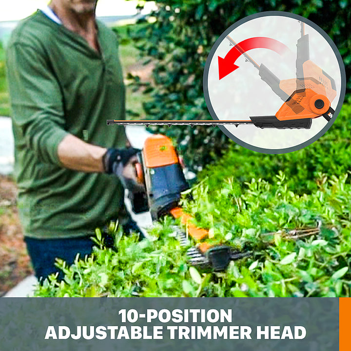 Worx WG252 20V Power Share Cordless 20V 20" 2-in-1 Hedge Trimmer (Battery & Charger Included) - Black_12