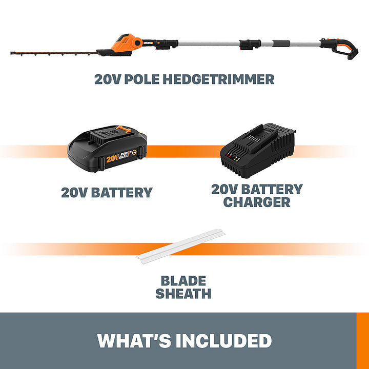 Worx WG252 20V Power Share Cordless 20V 20" 2-in-1 Hedge Trimmer (Battery & Charger Included) - Black_11