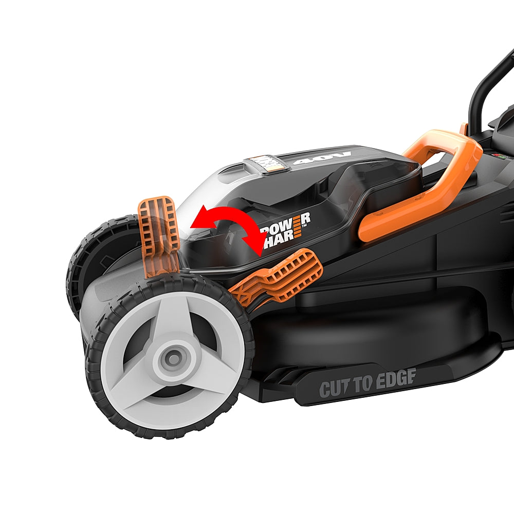 Worx WG779 40V Powershare 14" Cordless Electric Lawn Mower, Compatible, Bag and Mulch (Batteries and Charger Included) - Black_7
