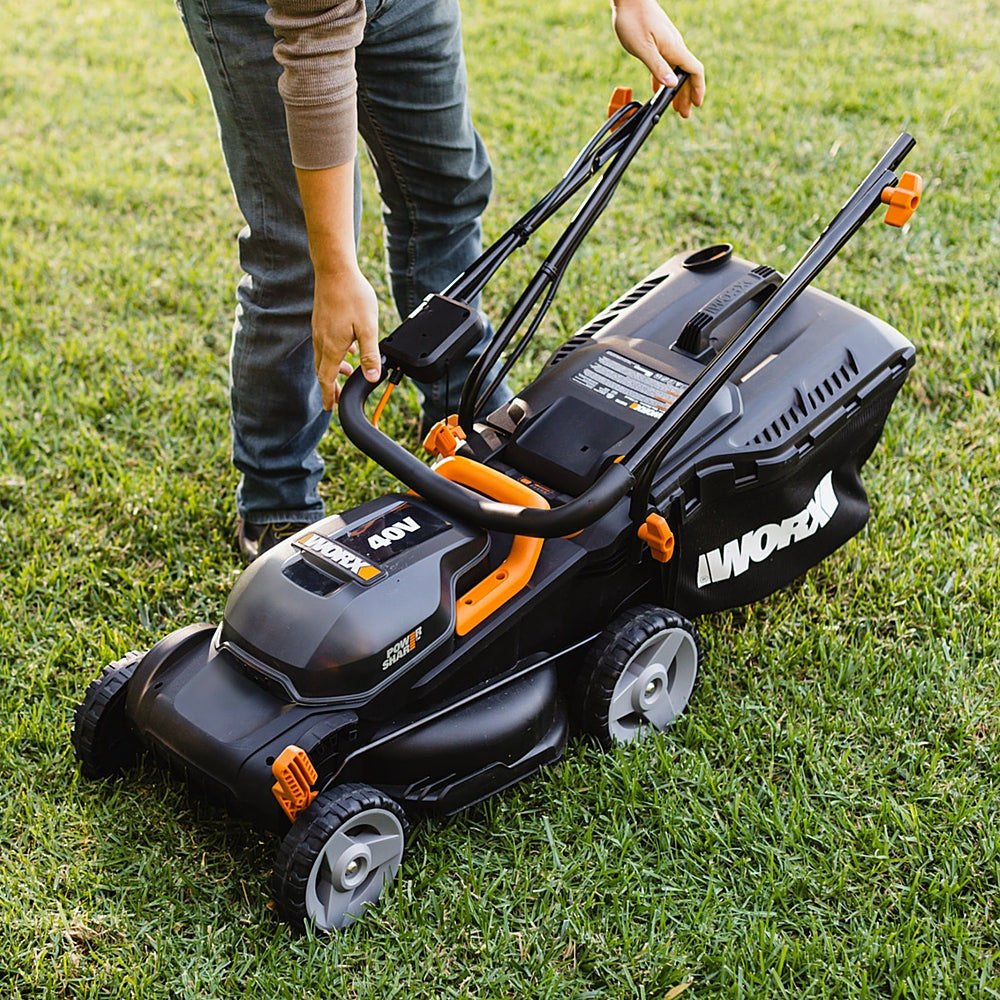 Worx WG779 40V Powershare 14" Cordless Electric Lawn Mower, Compatible, Bag and Mulch (Batteries and Charger Included) - Black_5