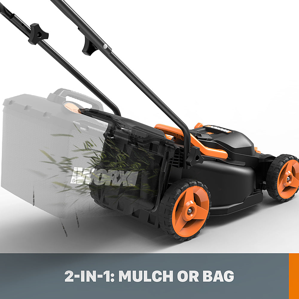 Worx WG779 40V Powershare 14" Cordless Electric Lawn Mower, Compatible, Bag and Mulch (Batteries and Charger Included) - Black_1