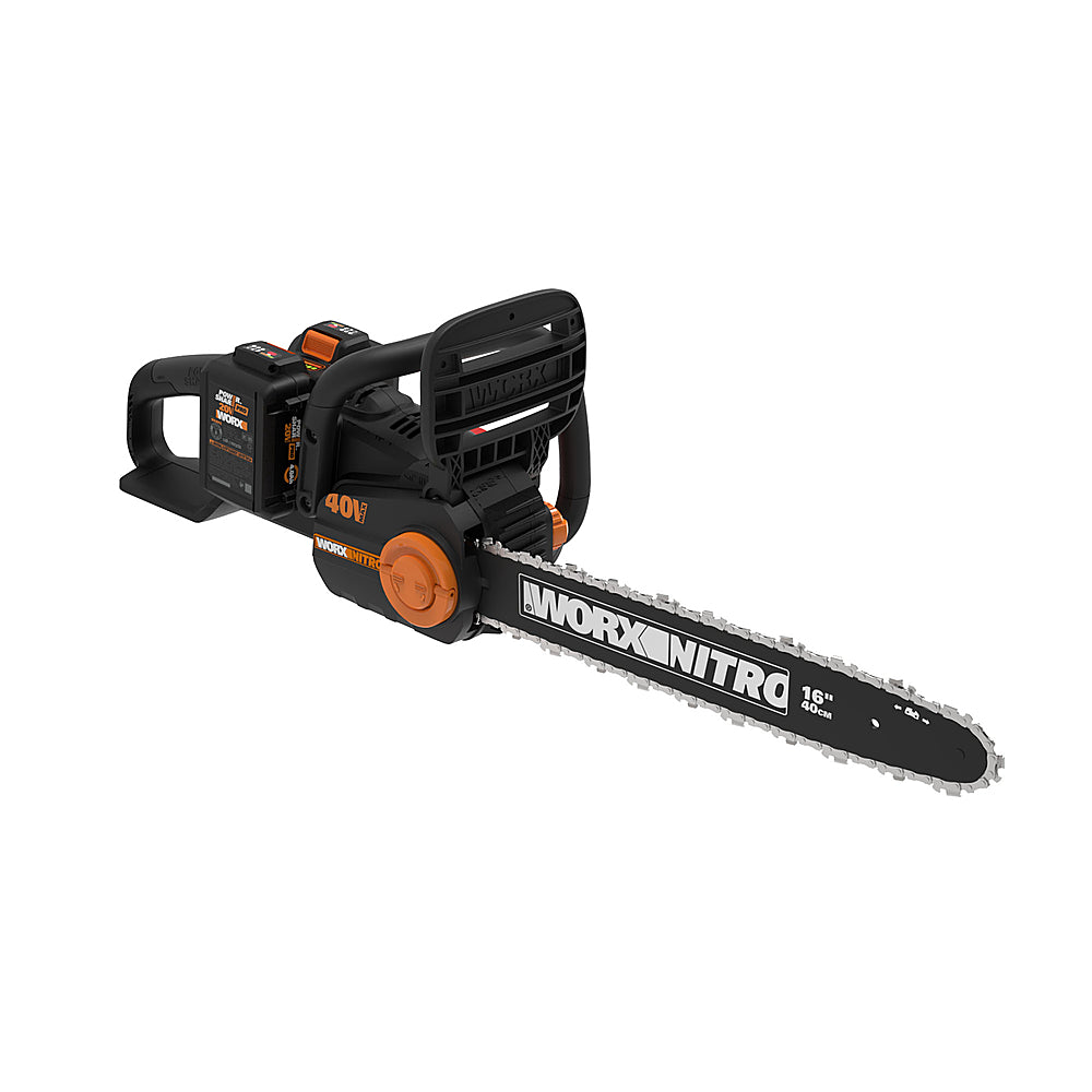 Worx WG385 Nitro 40V Power Share Cordless 16" Chainsaw with Brushless Motor (Two 4Ah Batteries & Charger Included) - Black_0