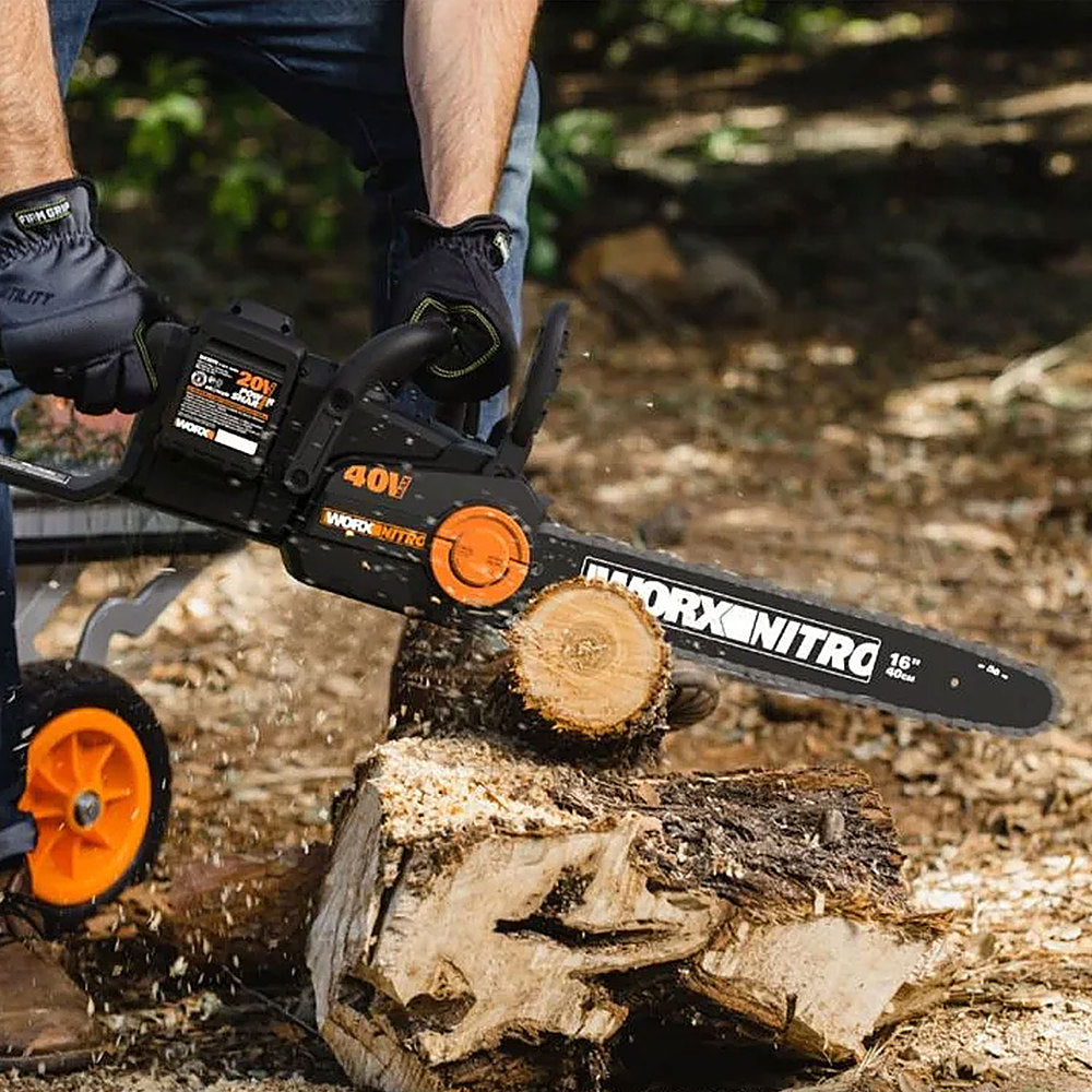 Worx WG385 Nitro 40V Power Share Cordless 16" Chainsaw with Brushless Motor (Two 4Ah Batteries & Charger Included) - Black_1