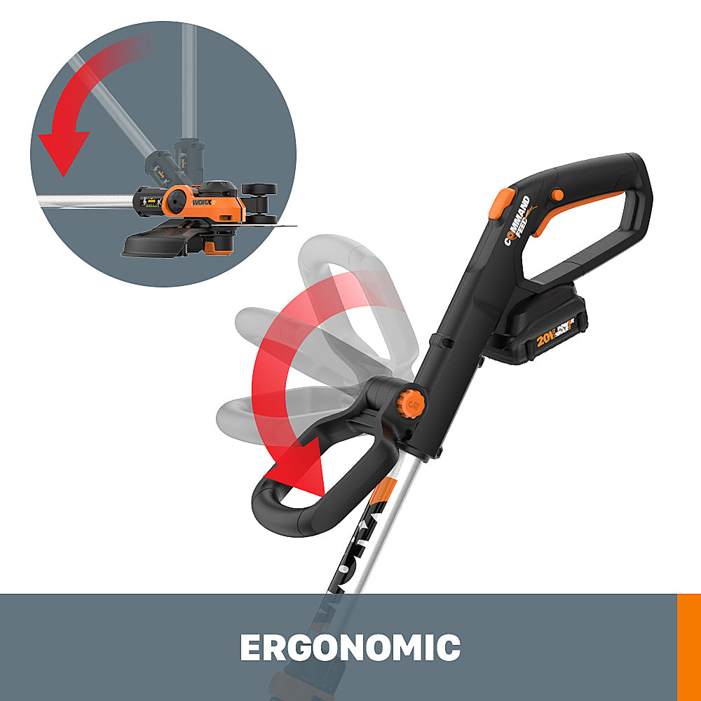 Worx WG163.10 GT 3.0 20V PowerShare 12" Cordless String Trimmer & Edger (Two Batteries & Charger Included) - Orange_7
