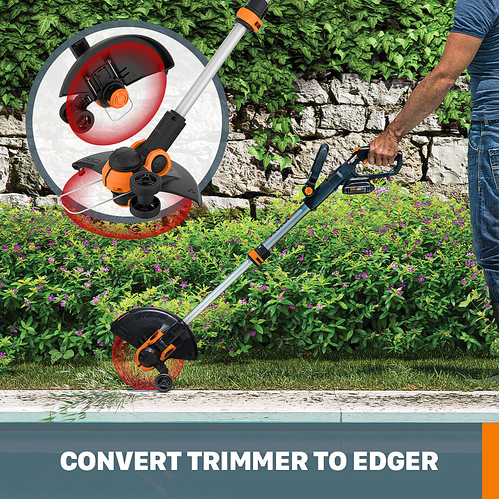 Worx WG163.10 GT 3.0 20V PowerShare 12" Cordless String Trimmer & Edger (Two Batteries & Charger Included) - Orange_4