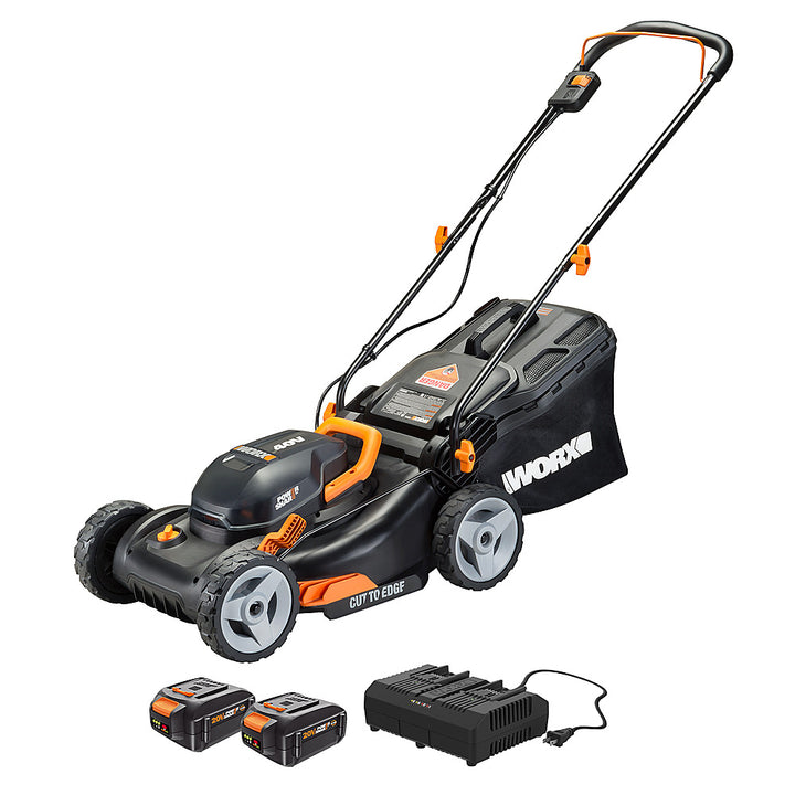 Worx WG743 17" 40V (2x20) Walk Behind Lawn Mower Batteries and Charger Included - Black_0