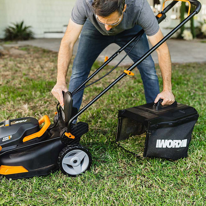 Worx WG743 17" 40V (2x20) Walk Behind Lawn Mower Batteries and Charger Included - Black_4