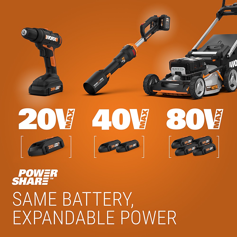 Worx WG743 17" 40V (2x20) Walk Behind Lawn Mower Batteries and Charger Included - Black_3