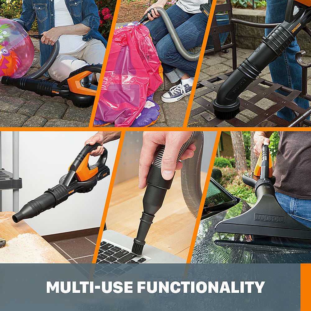 Worx WG545.1 20V Power Share WORX AIR Cordless Leaf Blower / Sweeper with 8 attachments - Black_7