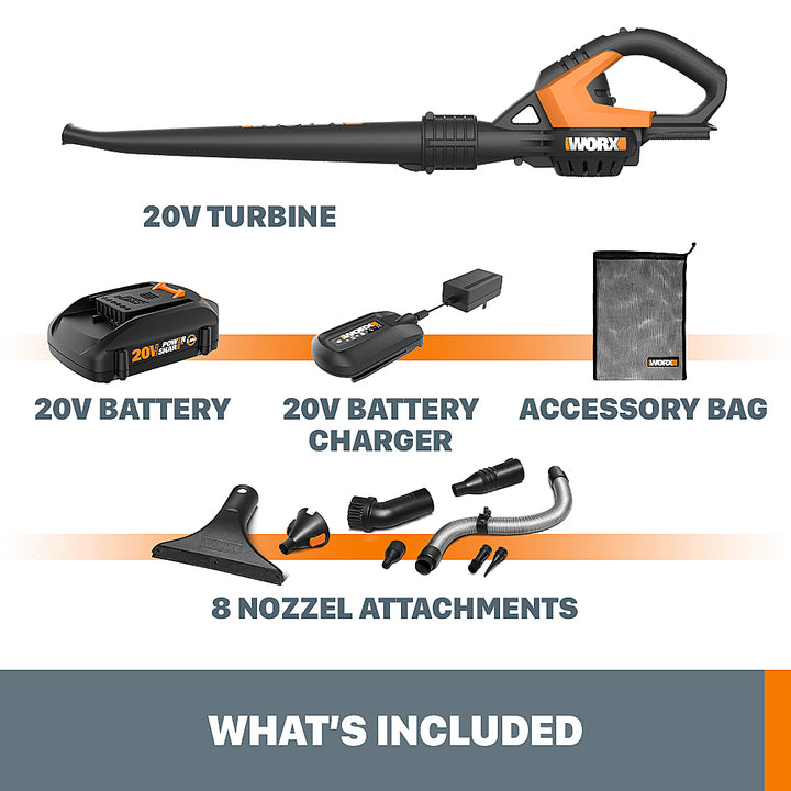 Worx WG545.1 20V Power Share WORX AIR Cordless Leaf Blower / Sweeper with 8 attachments - Black_4
