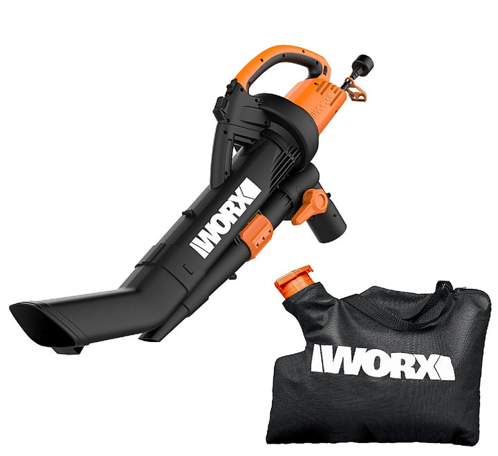 Worx WG509 12 Amp TRIVAC 3-in-1 Electric Leaf Blower with All Metal Mulching System - Black_0