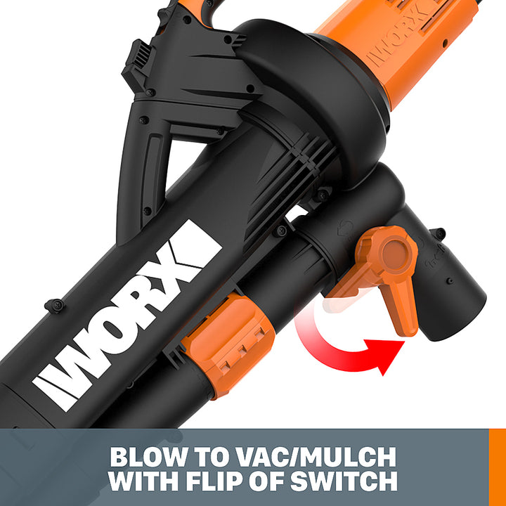 Worx WG509 12 Amp TRIVAC 3-in-1 Electric Leaf Blower with All Metal Mulching System - Black_6