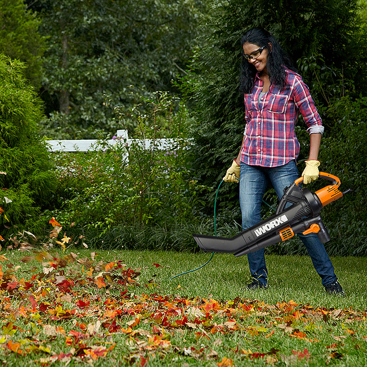 Worx WG509 12 Amp TRIVAC 3-in-1 Electric Leaf Blower with All Metal Mulching System - Black_3