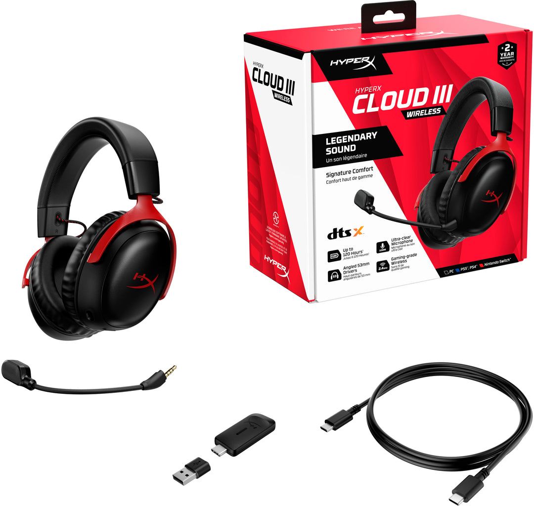 HyperX - Cloud III Wireless Gaming Headset for PC, PS5, and PS4 - Black/Red_5