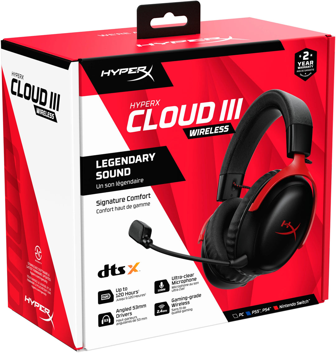 HyperX - Cloud III Wireless Gaming Headset for PC, PS5, and PS4 - Black/Red_4