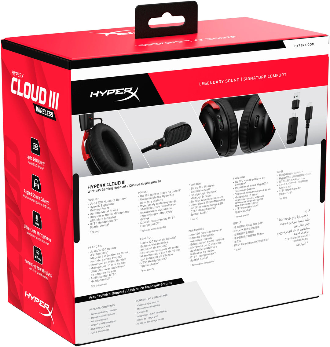 HyperX - Cloud III Wireless Gaming Headset for PC, PS5, and PS4 - Black/Red_3