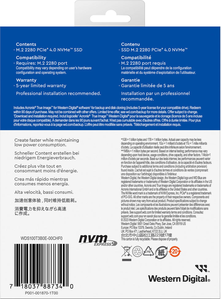 WD - Blue SN580 2TB Internal SSD PCIe Gen 4_4