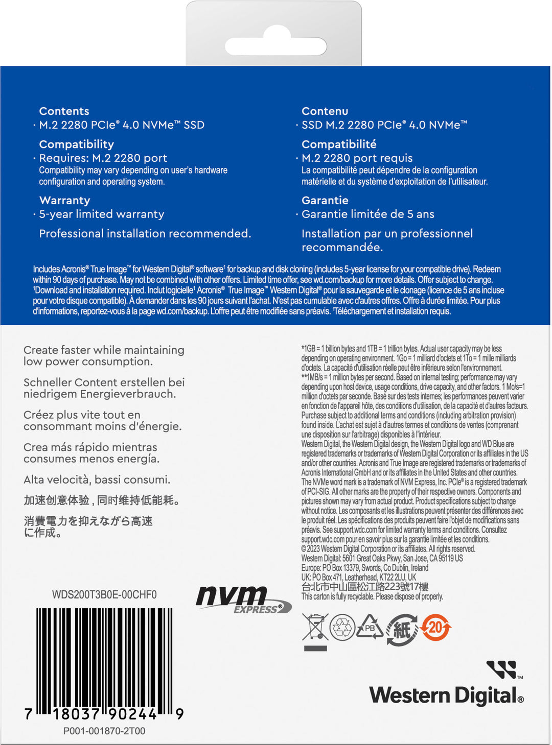 WD - Blue SN580 2TB Internal SSD PCIe Gen 4_4