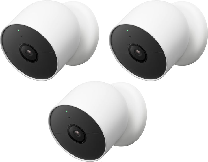 Google - Nest Cam 3 Pack Indoor/Outdoor Wire Free Security Cameras - Snow_0