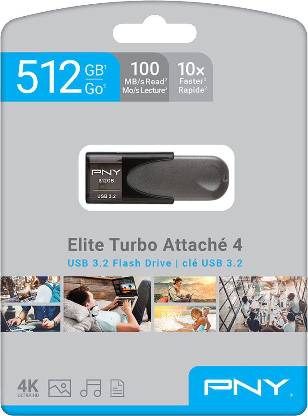 PNY - Elite Turbo Attaché 4 512GB USB 3.2 Flash Drive - Gray_1