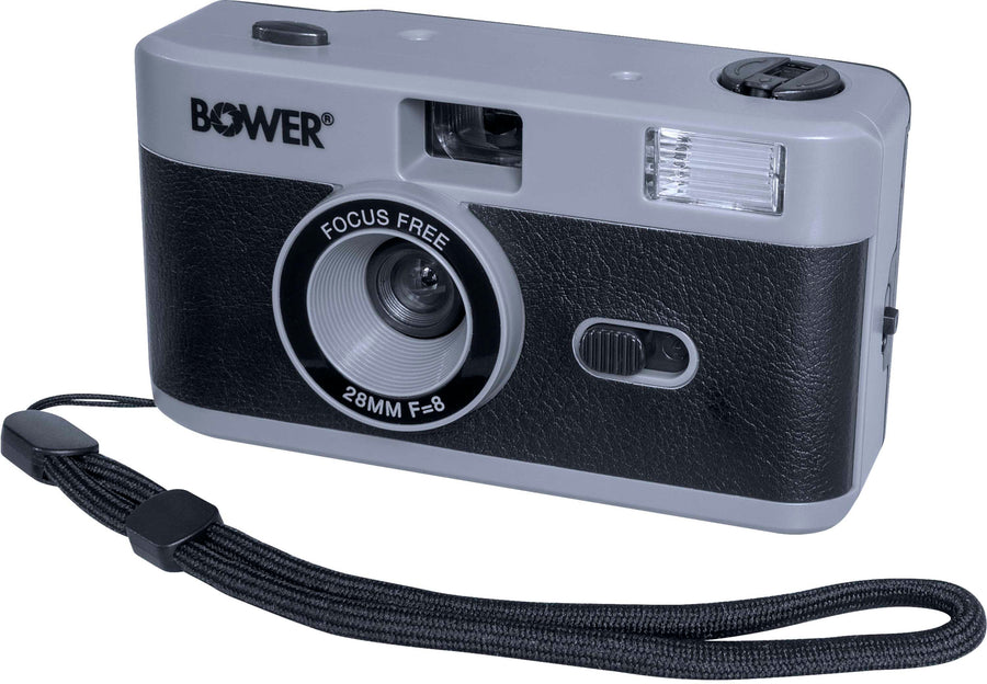 Bower - Vintage-Style 35mm Analog Camera with Built-In Flash - Black_0