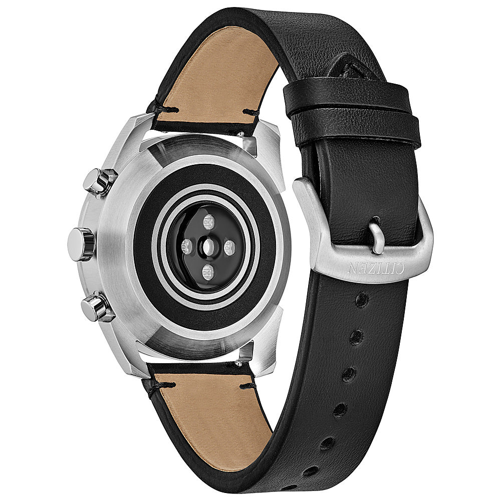 Citizen - CZ Smart Unisex Hybrid 42.5mm Stainless Steel Smartwatch with Black Leather Strap_2
