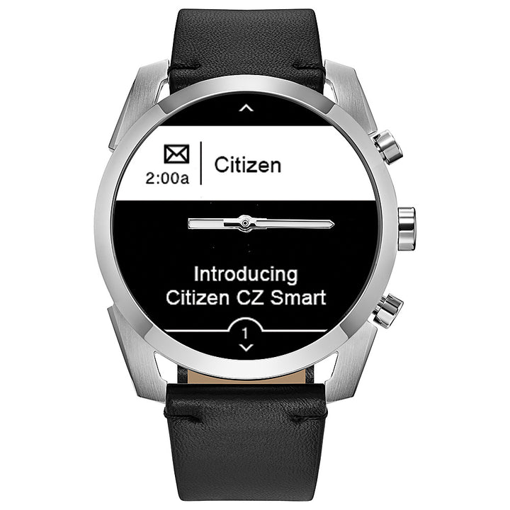 Citizen - CZ Smart Unisex Hybrid 42.5mm Stainless Steel Smartwatch with Black Leather Strap_7
