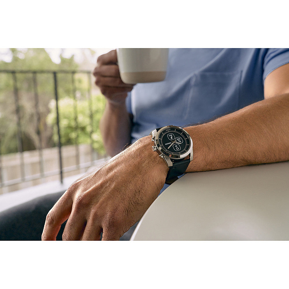 Citizen - CZ Smart Unisex Hybrid 42.5mm Stainless Steel Smartwatch with Black Leather Strap_3