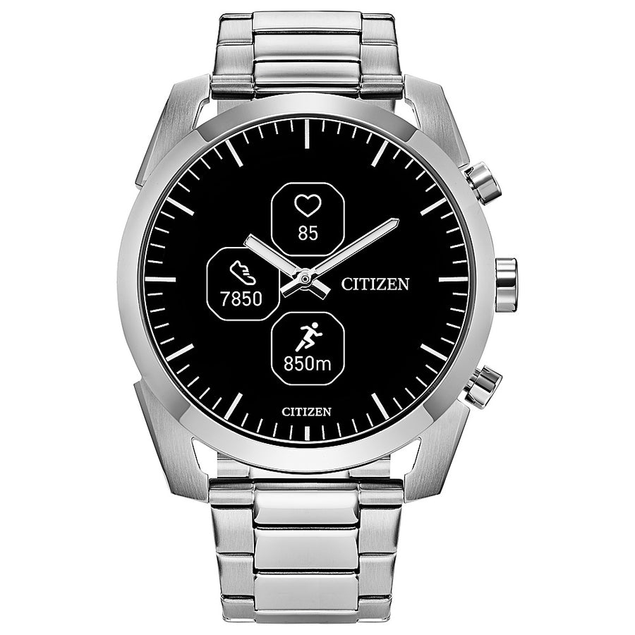 Citizen - CZ Smart Unisex Hybrid 42.5mm Stainless Steel Smartwatch with Silvertone Stainless Steel Bracelet_0