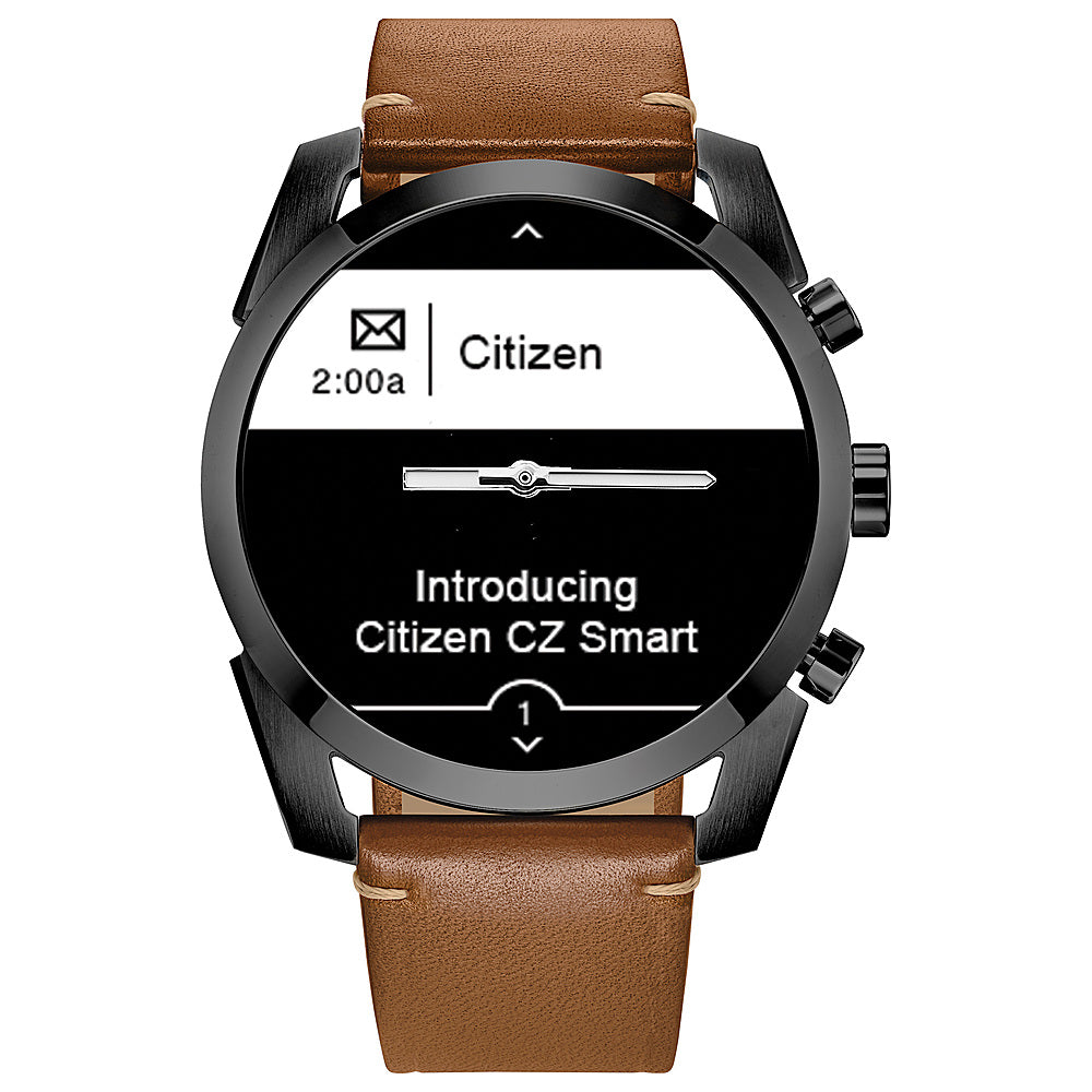 Citizen - CZ Smart Unisex Hybrid 42.5mm Grey IP Stainless Steel Smartwatch with Camel Leather Strap_6