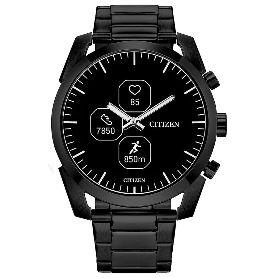 Citizen - CZ Smart Unisex Hybrid 42.5mm Grey IP Stainless Steel Smartwatch with Grey IP Stainless Steel Bracelet_0