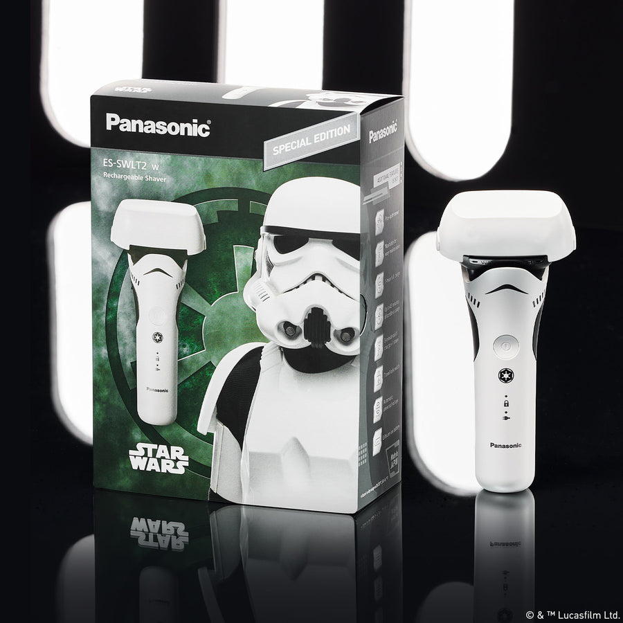 Panasonic - Star Wars Stormtrooper Wet/Dry Electric Shaver with 3-Blade Cutting System and Beard Sensor - white/black_0