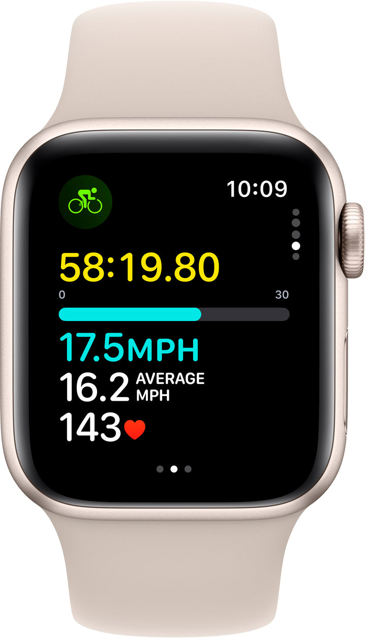 Apple Watch SE 2nd Generation (GPS + Cellular) 40mm Starlight Aluminum Case with Starlight Sport Band - S/M - Starlight (Verizon)_2
