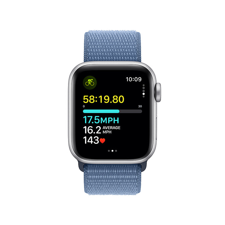 Apple Watch SE (GPS + Cellular) 40mm Silver Aluminum Case with Winter Blue Sport Loop - Silver (Verizon)_2