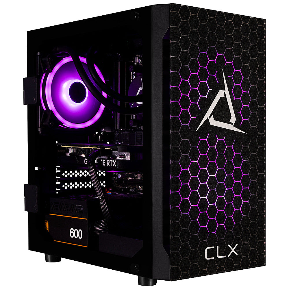 CLX - SET Gaming Desktop - AMD Ryzen 7 7700X - 32GB DDR5 4800 Memory - GeForce RTX 4060 - 1TB NVMe M.2 SSD + 2TB HDD - Black_0
