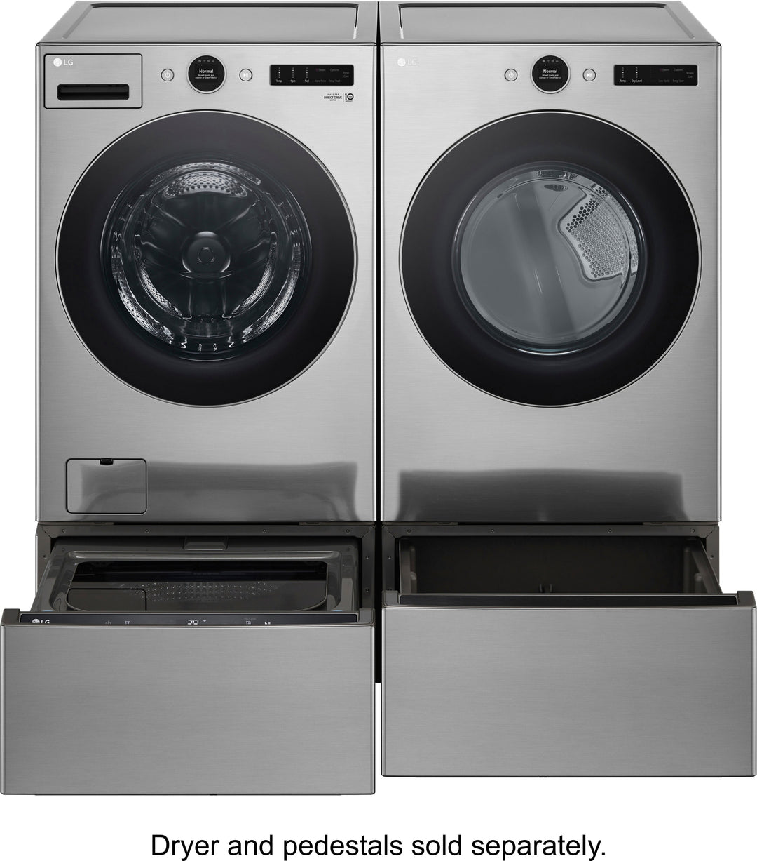 LG - 4.5 Cu. Ft. High-Efficiency Stackable Smart Front Load Washer with Steam and and ezDispense - Graphite Steel_12