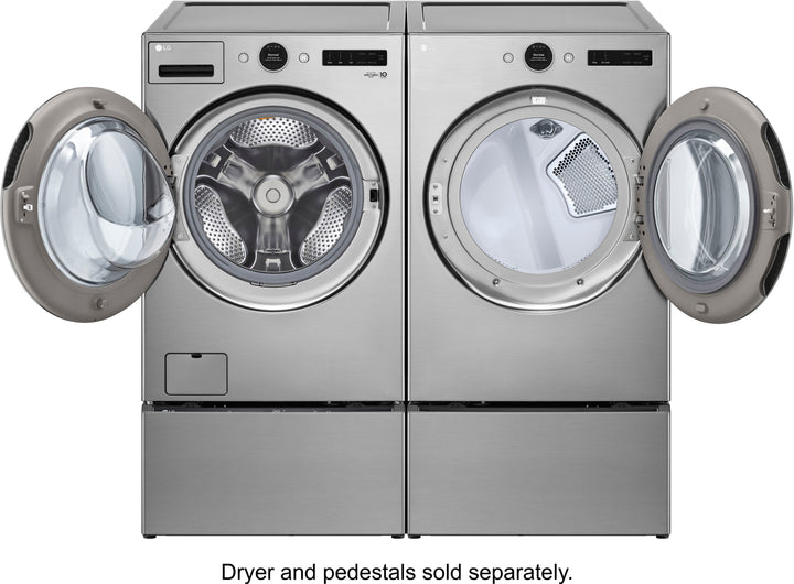LG - 4.5 Cu. Ft. High-Efficiency Stackable Smart Front Load Washer with Steam and and ezDispense - Graphite Steel_11