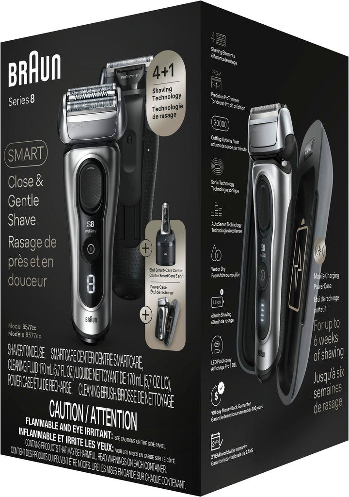 Braun Series 8 Electric Shaver, 5in1 SmartCare 8577cc, Galvano Silver - Galvano Silver_2