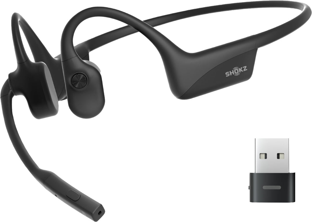 Shokz - OpenComm 2 UC Bone Conduction Bluetooth Headset With USB-A Wireless Adapter - Black_0