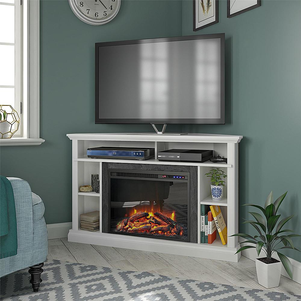 Ameriwood Home Overland Electric Corner Fireplace for TVs up to 50" - White_1